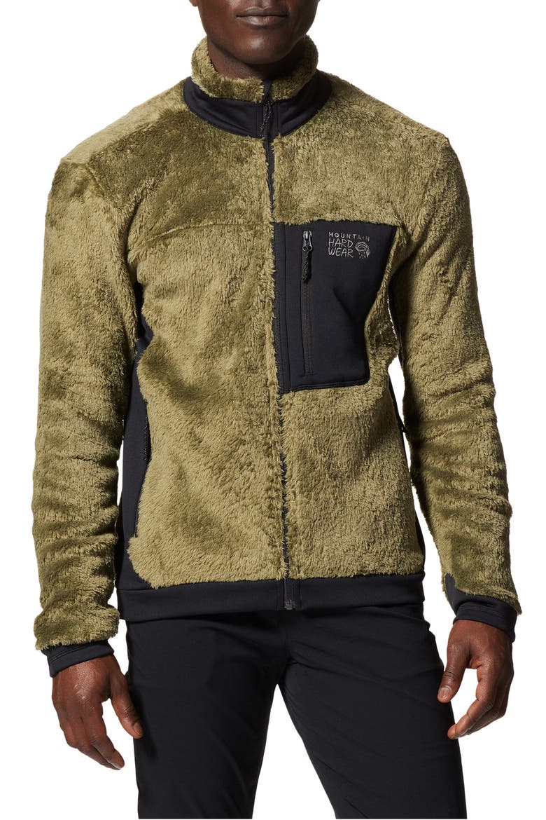 Polartec® High Loft Fleece Jacket, Main, color, COMBAT GREEN/ BLACK