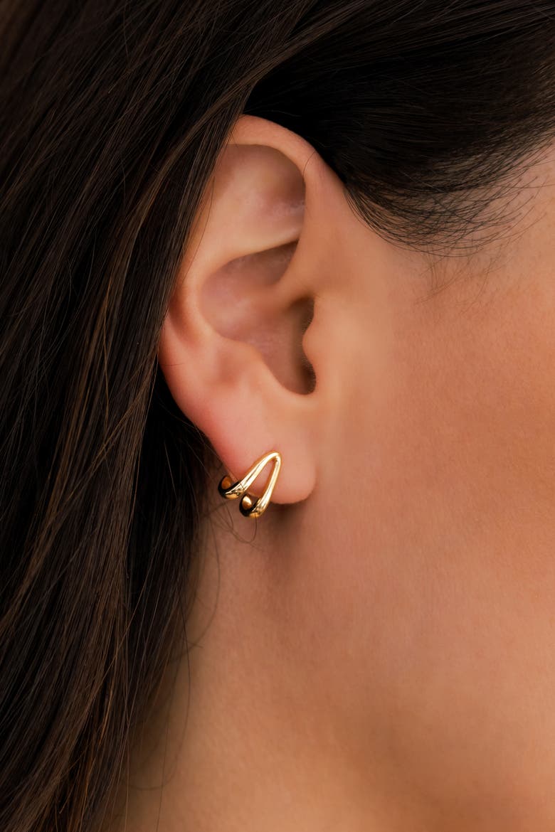 Gold Wishbone Huggie Earrings, Alternate, color, 18k Gold Over Sterling Silver