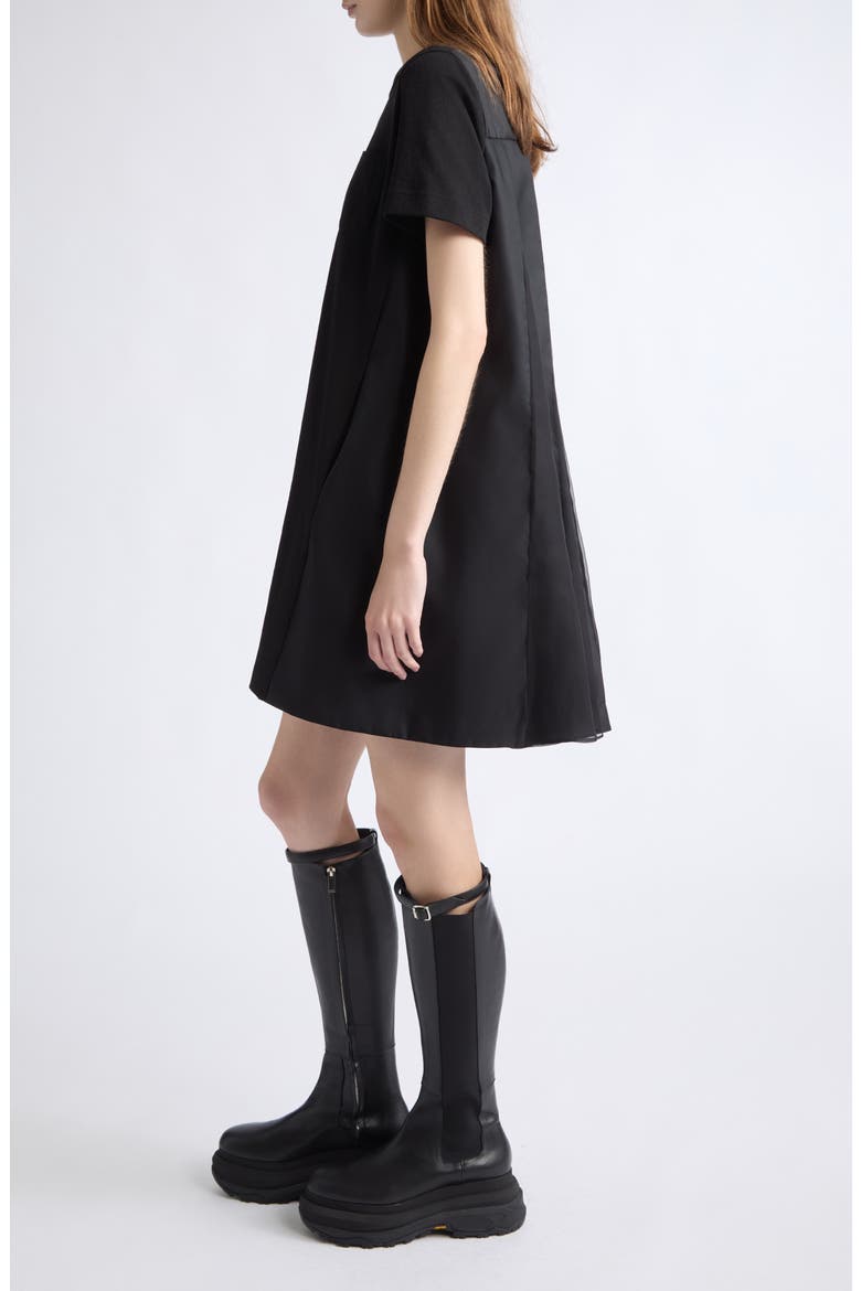 Mixed Media T-Shirt Dress (Nordstrom Exclusive), Alternate, color, BLACK