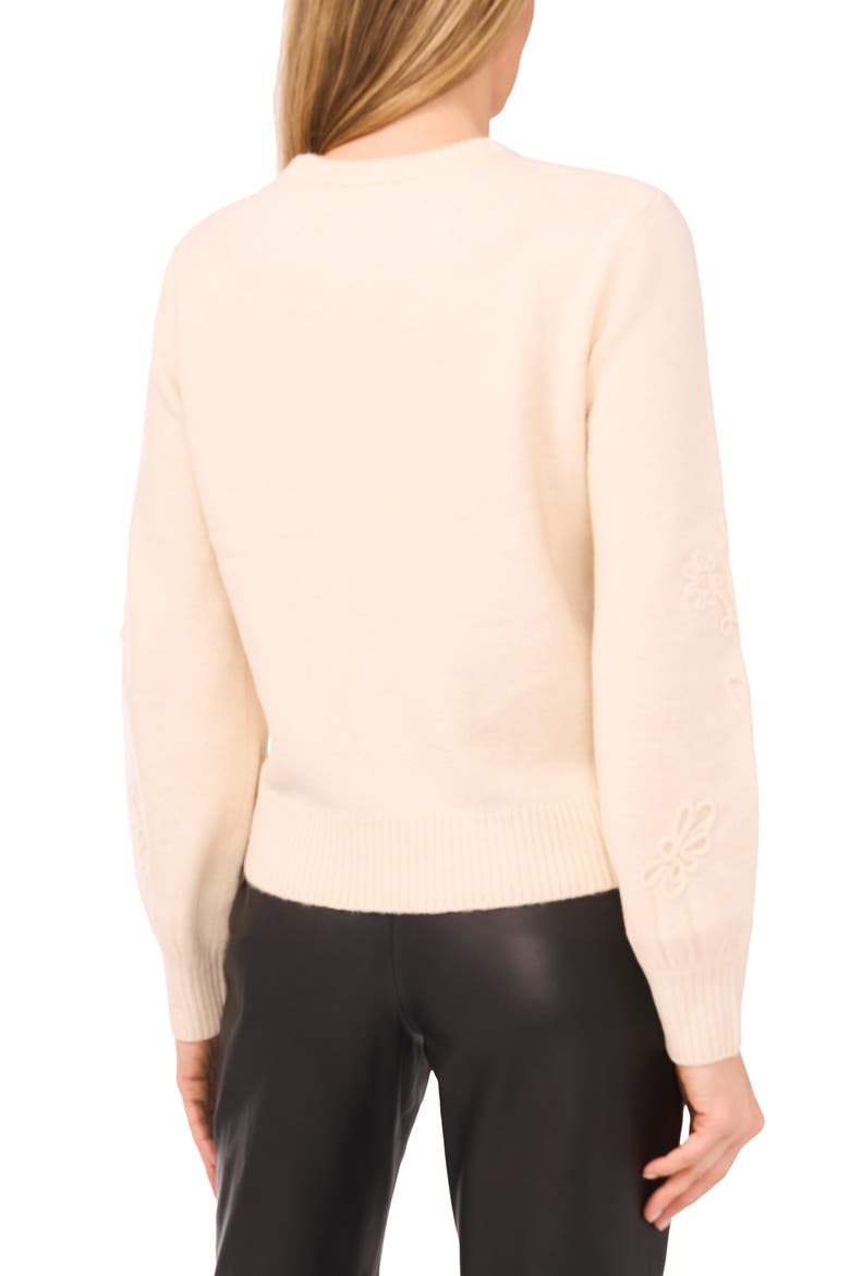 Embroidered Floral Sweater, Alternate, color, ANCIENT IVORY