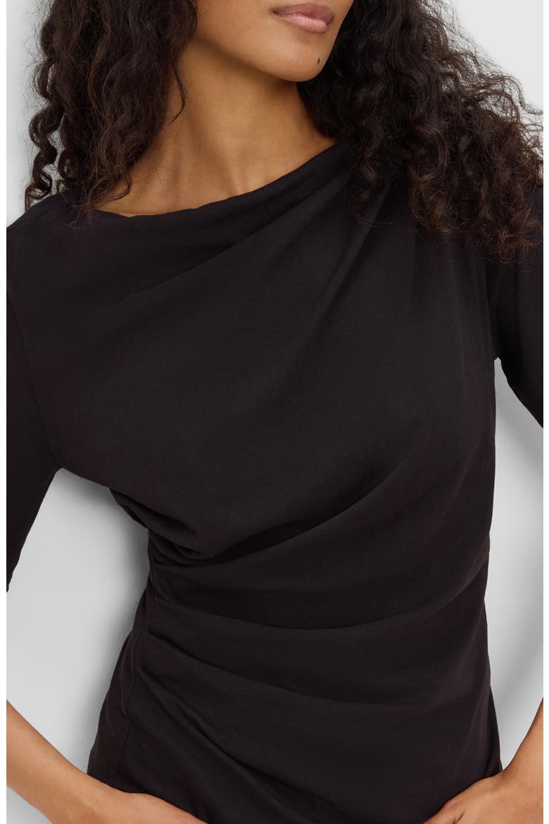 Andrea Asymmetrical Pleat T-Shirt, Alternate, color, BLACK