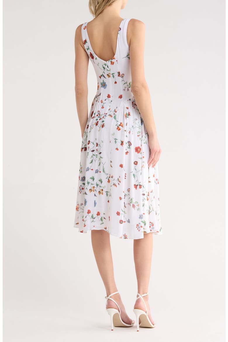 Ballet Neck Midi Dress, Alternate, color, IVORY WILDFLOWER