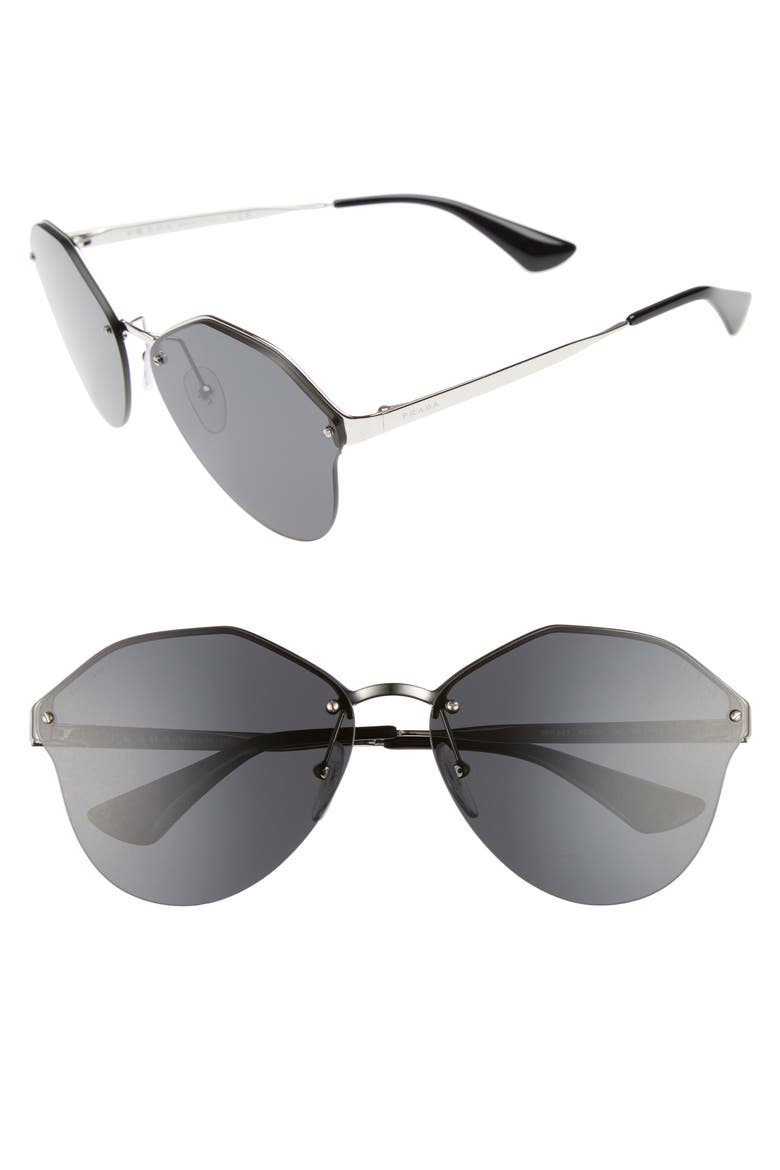 66mm Oversize Rimless Sunglasses, Main, color, GREY GRAD