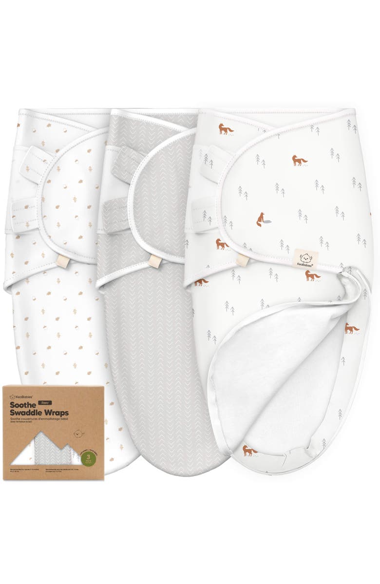 KeaBabies 3-Pack Soothe Zippy Swaddle Wrap, Main, color, Forest