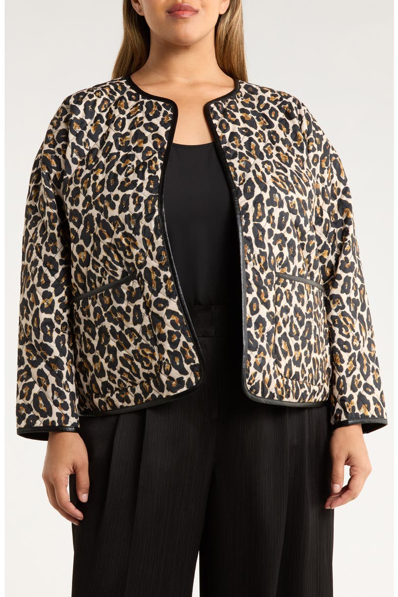 Reversible Leopard Print Quilted Jacket, Main, color, NATURAL LEOPARD