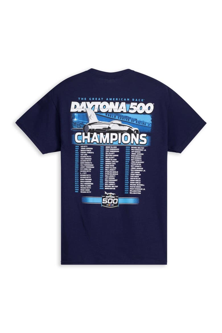 Men's Checkered Flag Sports Navy Daytona International Speedway 2026 Daytona 500 Past Champions T-Shirt, Alternate, color, Navy
