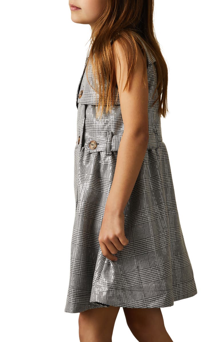 Reiss Kids' Gweneth Sequin Check Sleeveless Dress, Alternate, color, 