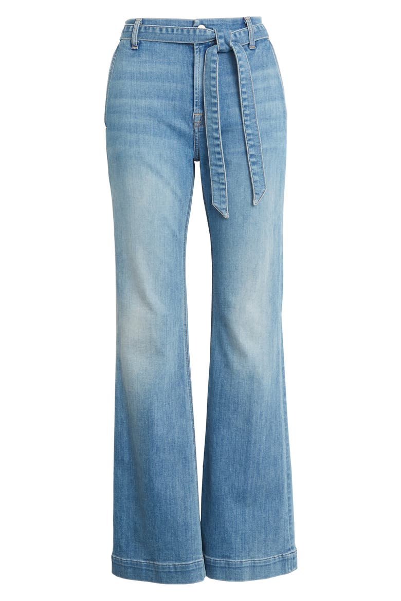 JEN7 Belted Flare Leg Jeans, Main, color, LA QUINTA