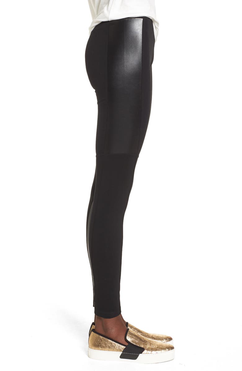 BP. Faux Leather Mixed Moto Leggings, Alternate, color, 