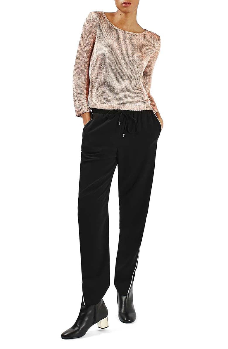 Topshop Fluted Sleeve Crop Sweater, Alternate, color, 