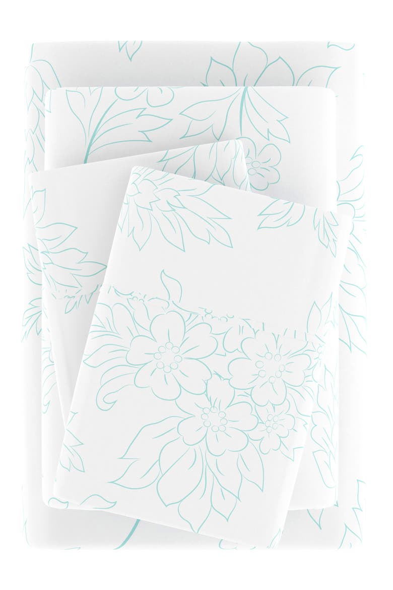 Premium Ultra Burst of Vines Pattern 4-Piece Bed Sheets Set, Alternate, color, AQUA VINE