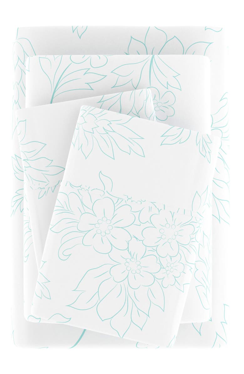 HOMESPUN HOME SPUN Premium Ultra Soft Vine Pattern 4-Piece Bed Sheet Set, Alternate, color, Aqua