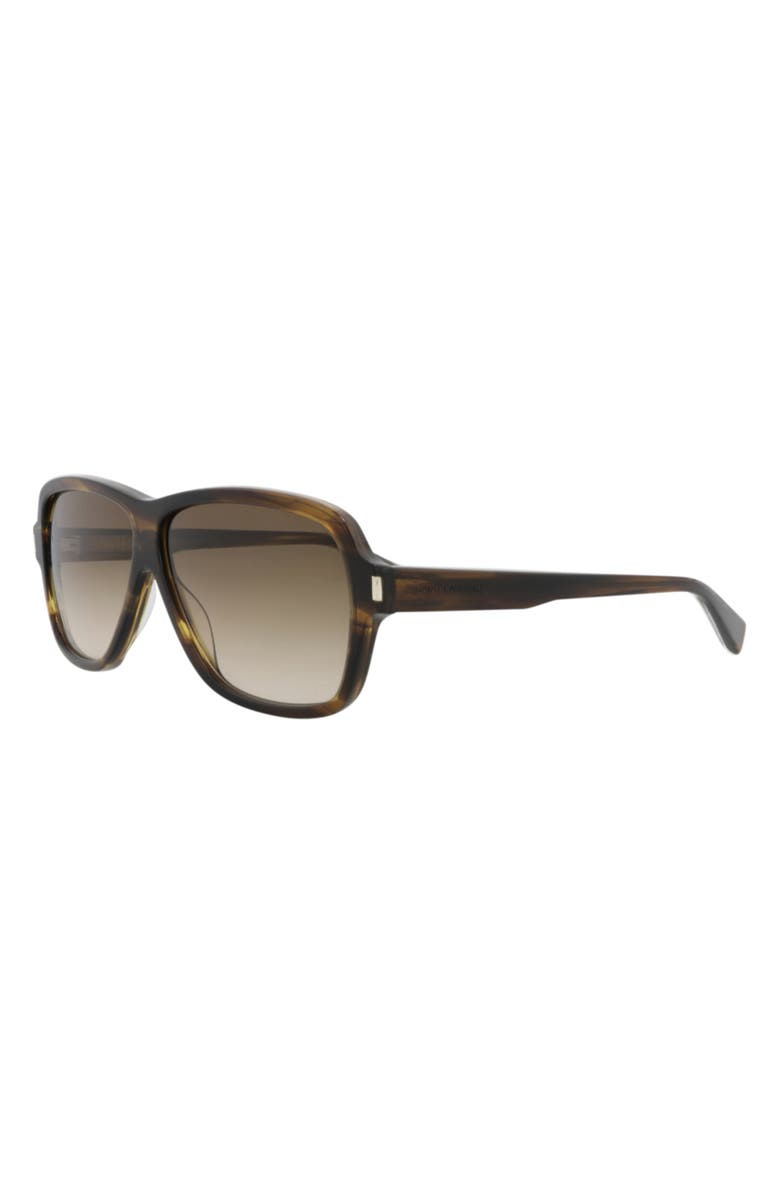 Saint Laurent 62mm Polarized Aviator Sunglasses, Alternate, color, Havana Havana Brown