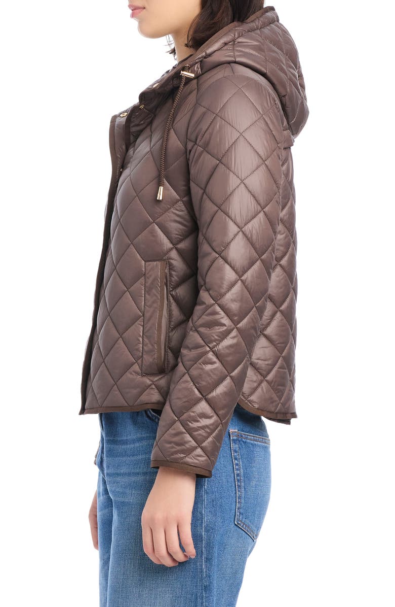 Kate Spade New York hooded quilted packable jacket, Alternate, color, Roasted Acorn