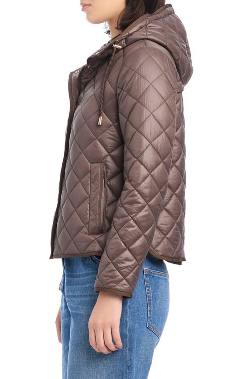 Kate Spade New York Hooded Quilted Packable Jacket In Brown