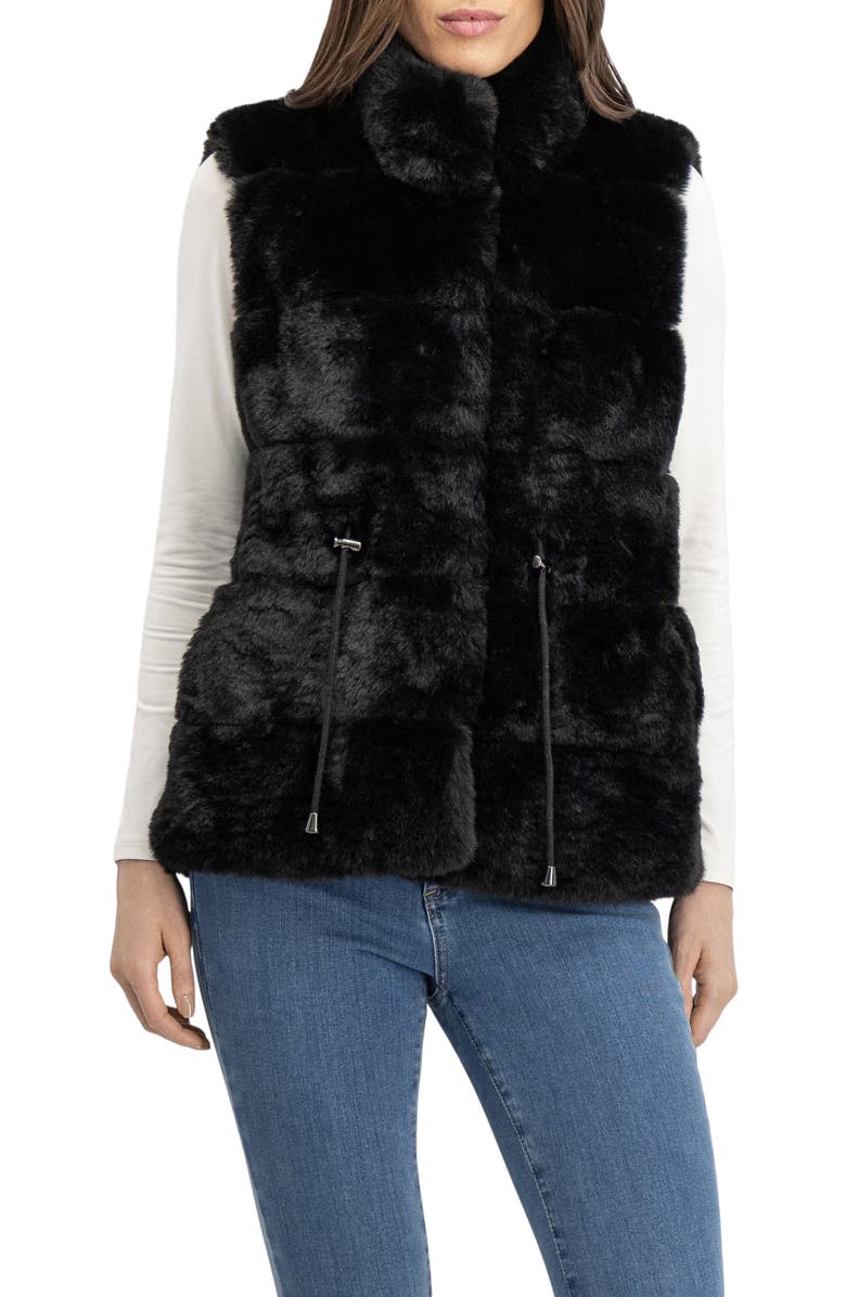 Lyla Grant Fur-Free Rex Rabbit (Faux Fur) Vest, Alternate, color, Black