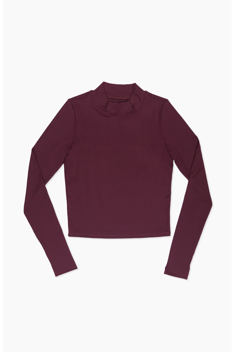 BrushTech Mock Neck Long Sleeve, Alternate, color, Burgundy