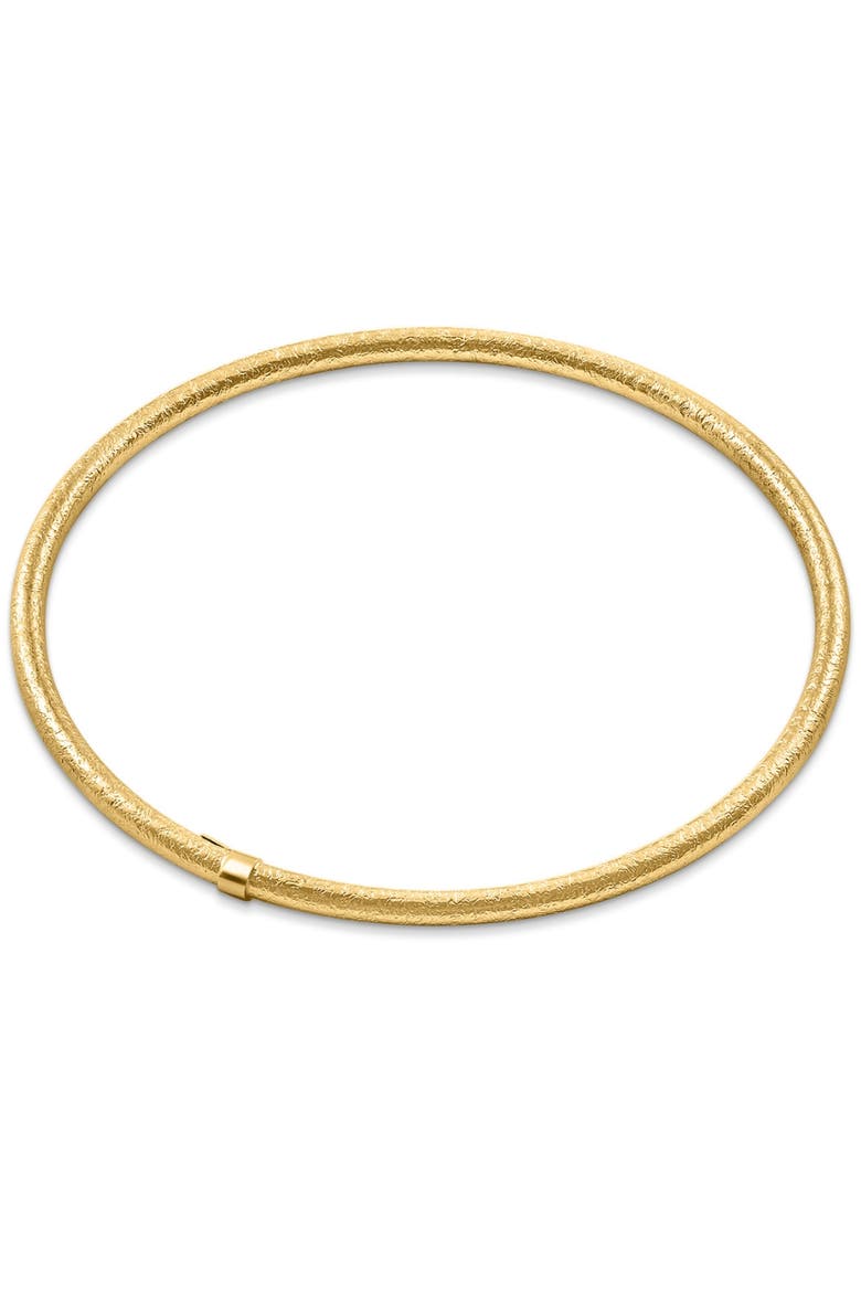 18K Gold Plated Silver Textured 3mm Slip-On Bangle Bracelet, Main, color, 18k Yellow Gold