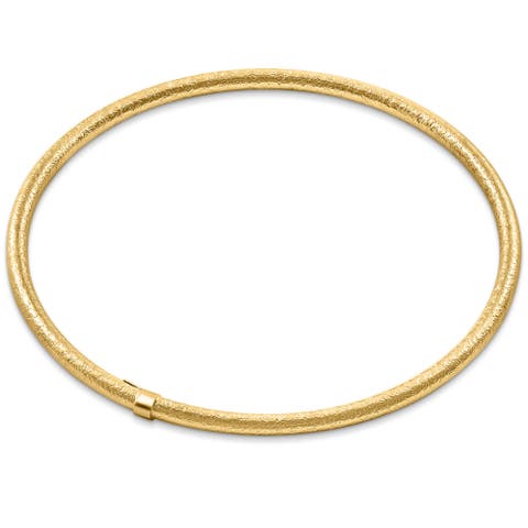 18K Gold Plated Silver Textured 3mm Slip-On Bangle Bracelet
