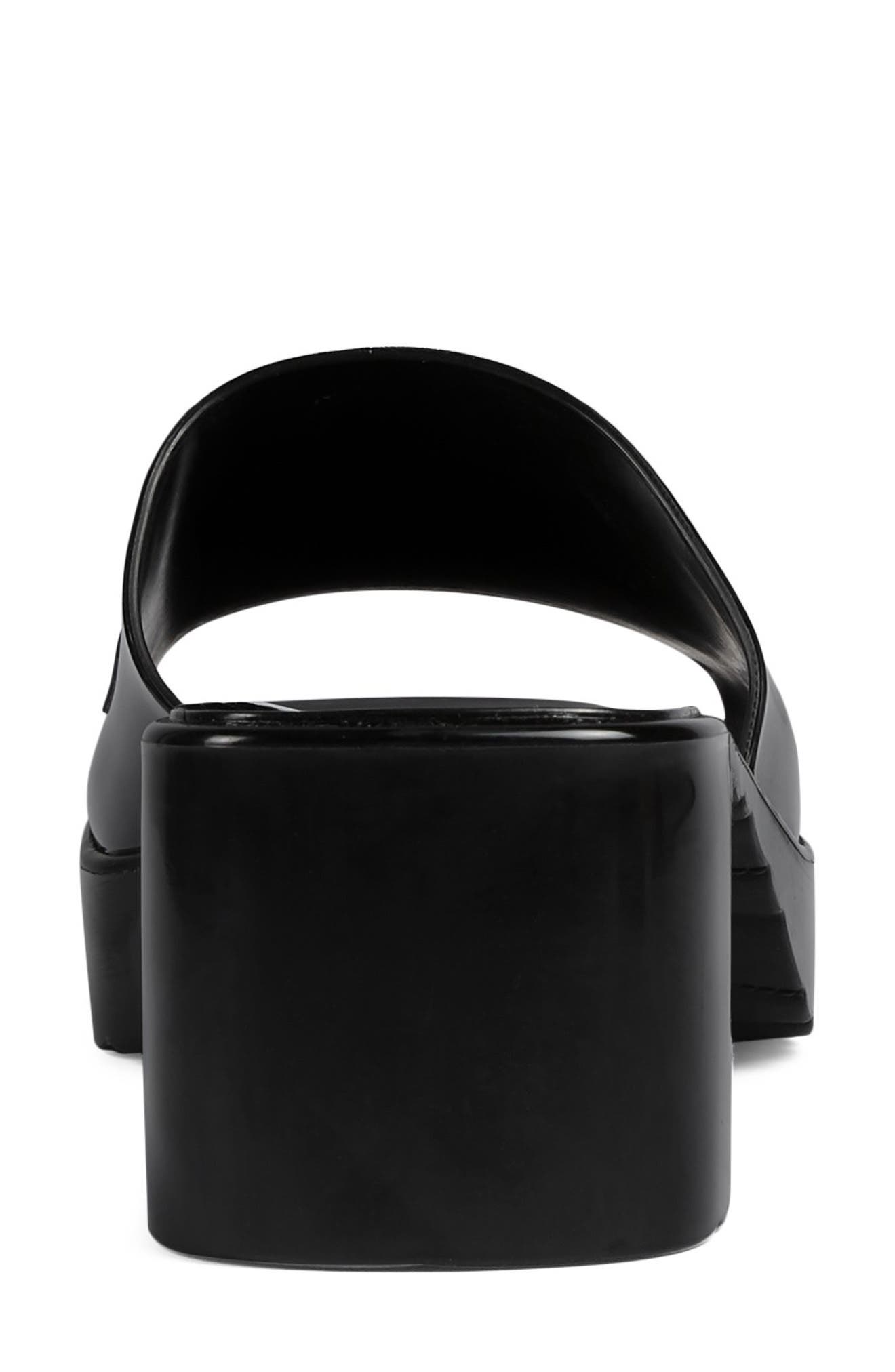 Rubber Logo Platform Slide Sandal, Alternate, color, BLACK