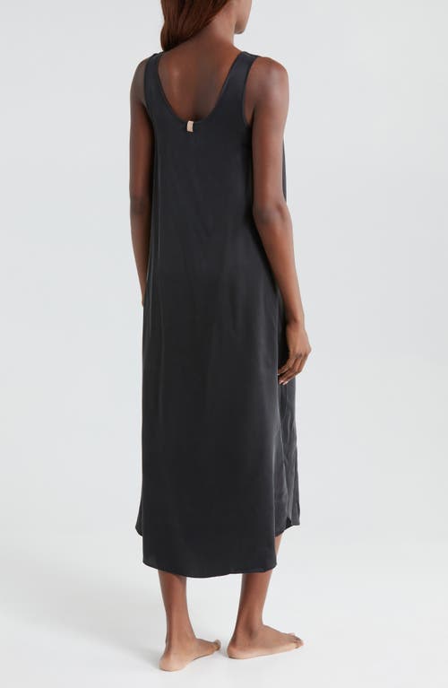 Lunya Tulip Bias Washable Silk Nightgown In Immersed Black