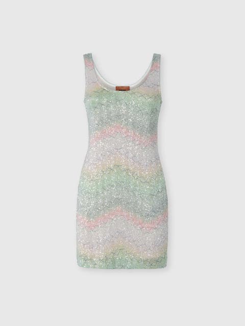 Dégradé Knit Mini Dress With Sequins