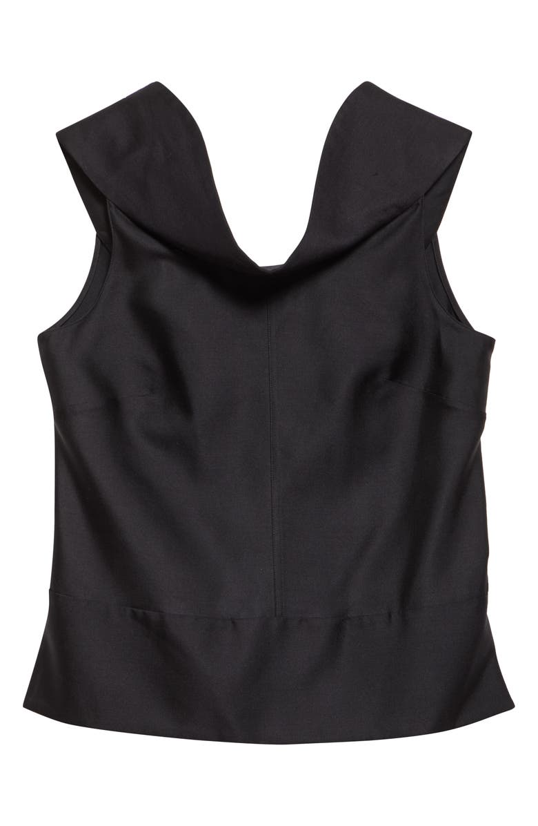 Brandon Maxwell The Bowie Wool & Silk Draped Top, Alternate, color, Black