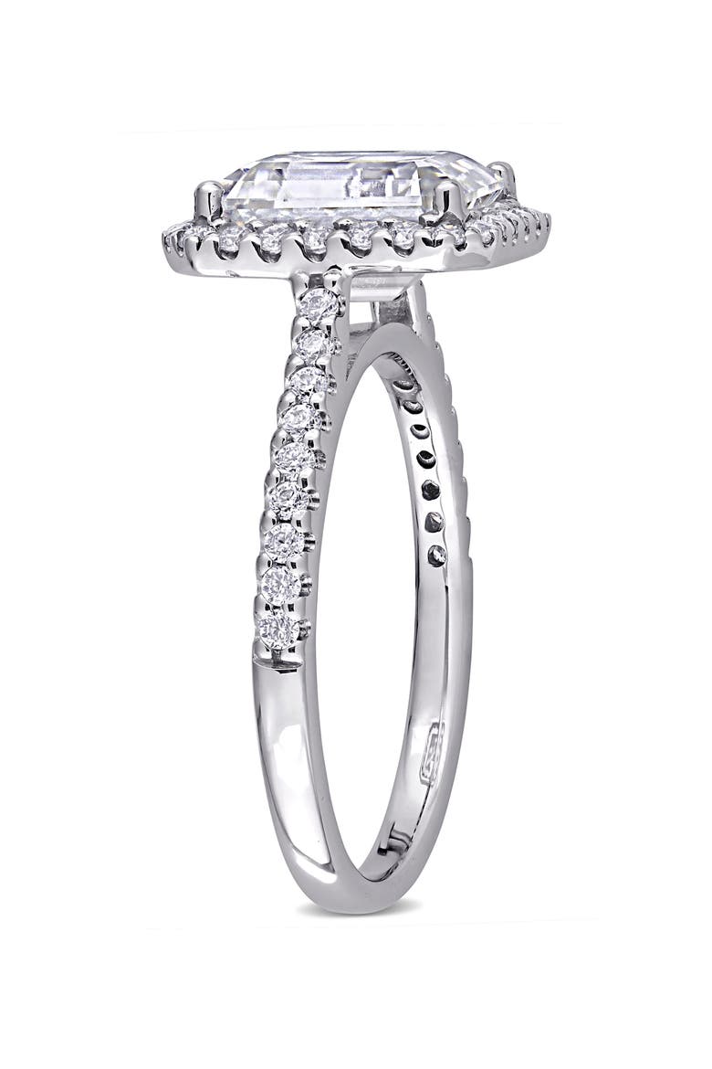 10K White Gold Emerald Cut Created Moissanite Engagement Ring, Alternate, color, WHITE