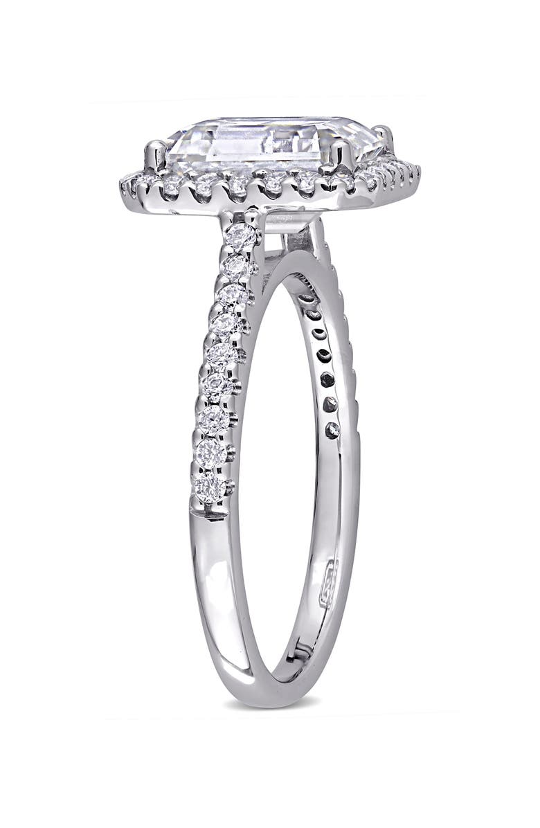 DELMAR 10K White Gold Emerald Cut Created Moissanite Engagement Ring, Alternate, color, White