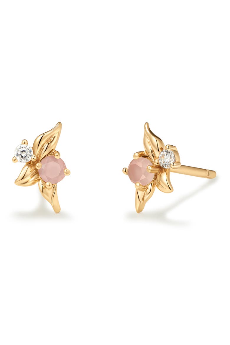Lumi Flora Stud Earrings, Main, color, GOLD VERMEIL/ PINK