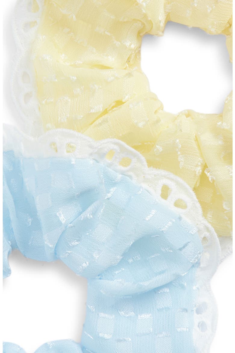 3-Pack Pastel Eyelet Scrunchie Set, Alternate, color, BLUE
