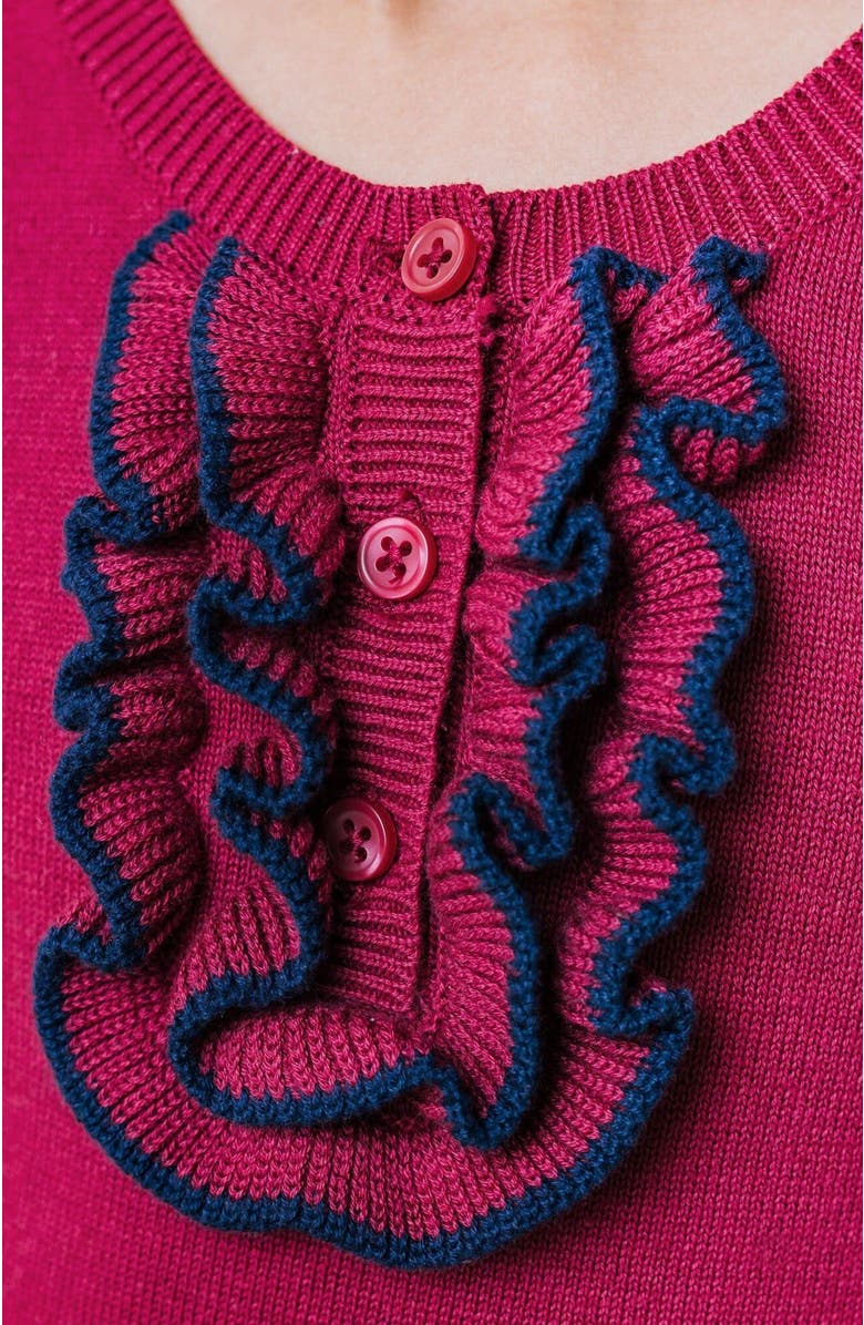 Hope & Henry Baby Girls' Organic Ruffle Henley Sweater, Infant, Alternate, color,