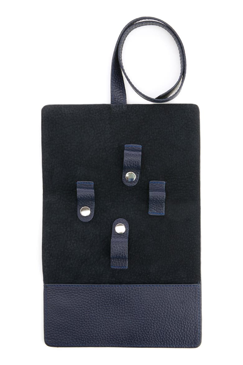 Leather Tech Cord Organizer Roll, Alternate, color, NAVY BLUE