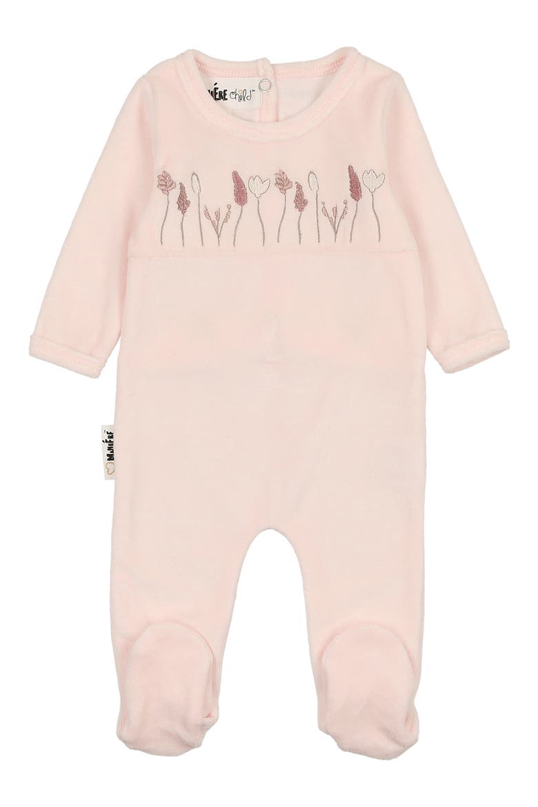 Garden Embroidered Footie, Main, color, POWDER PINK