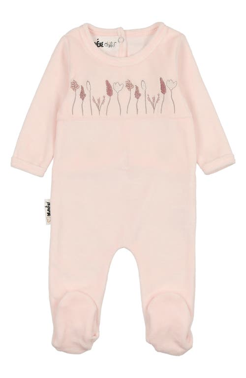 Maniere Manière Garden Embroidered Footie In Pink