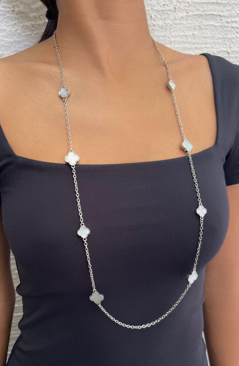 Adornia Mother of Pearl Clover Station Necklace, Alternate, color, White