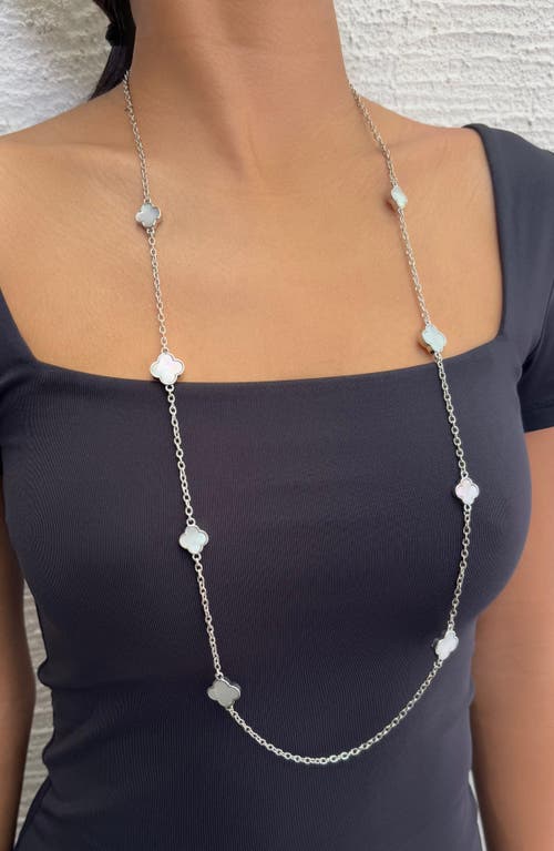 Adornia Mother Of Pearl Clover Station Necklace In White