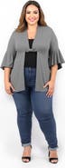 24seven Comfort Apparel Tie Front Bell Sleeve Cardigan