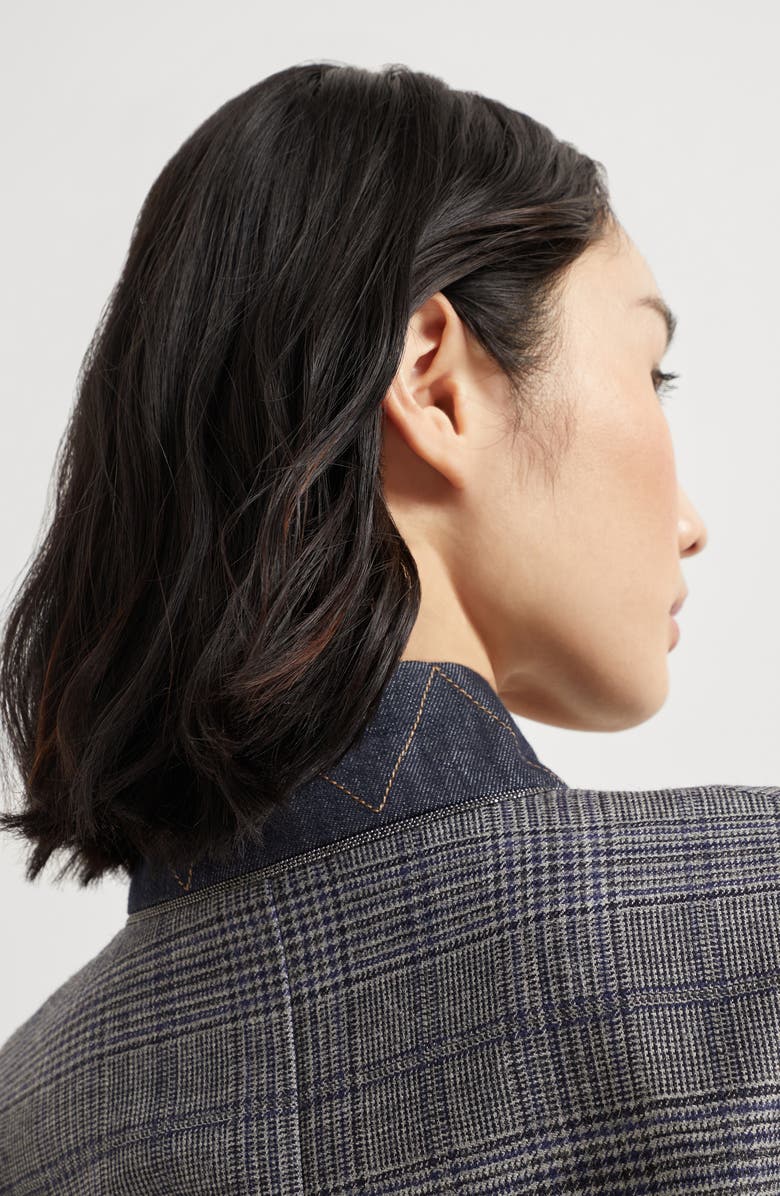 Brunello Cucinelli Prince of wales blazer, Alternate, color, Grey