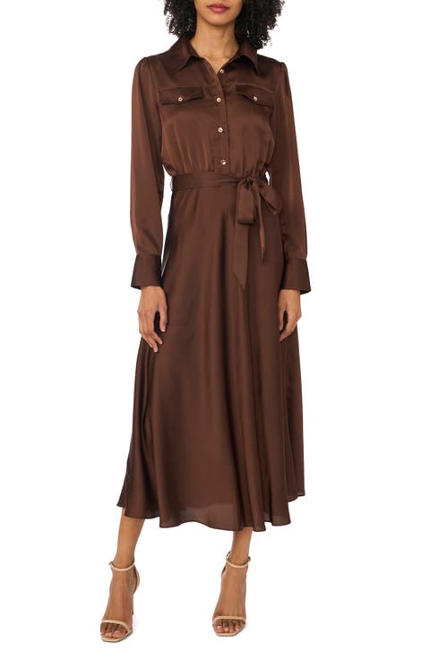 Isabelle Long Sleeve Belted Shirtdress