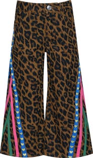 Truly Me Kids' Taped Leopard Wide Leg Jeans