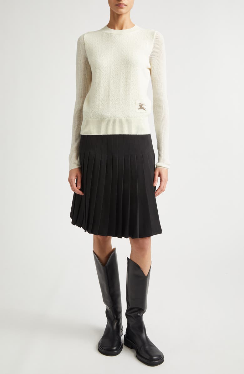 Burberry Constance Equestrian Knight Design Patch Crewneck Sweater, Alternate, color, Alpine