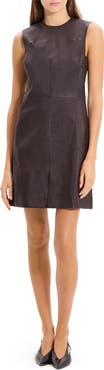 Theory Seamed Sleeveless Leather Minidress
