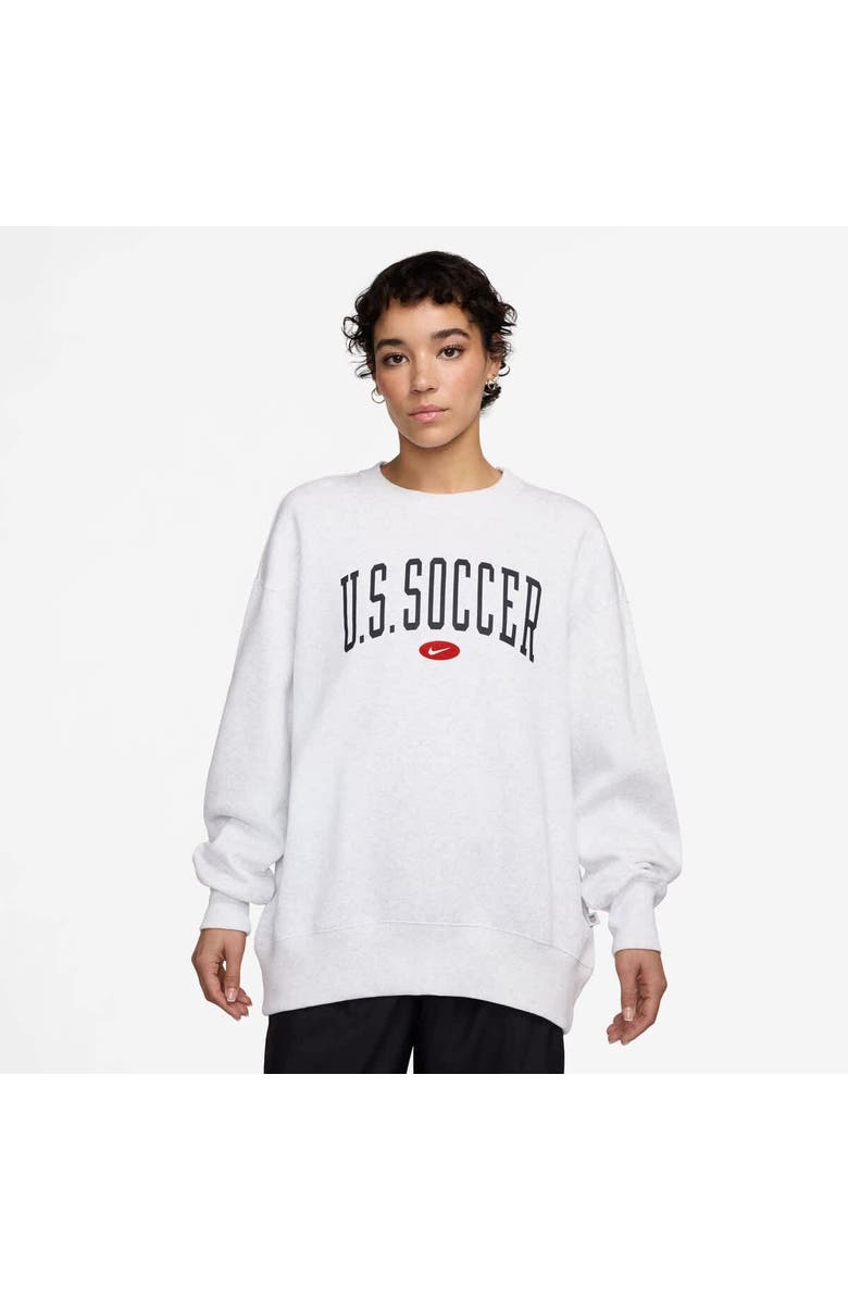 Nike Women's Nike Heather Gray USWNT Oversized Phoenix Fleece Pullover Sweatshirt, Alternate, color,