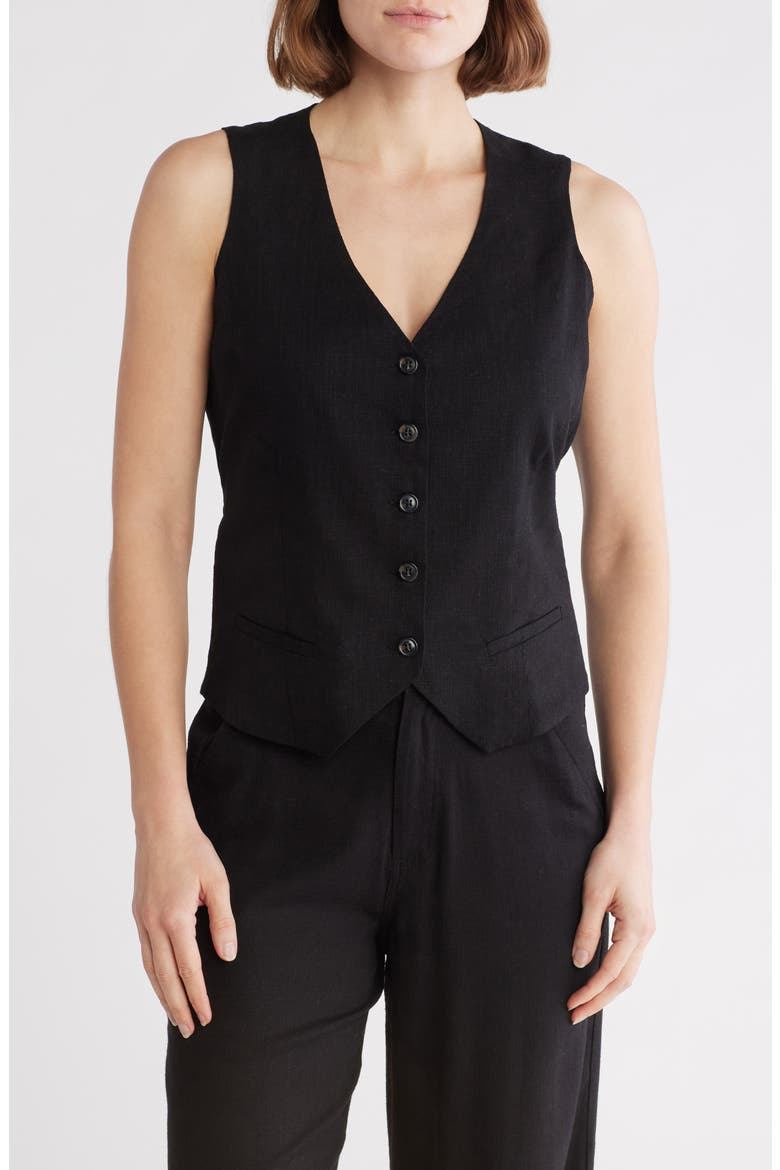 April V-Neck Vest, Main, color, BLACK