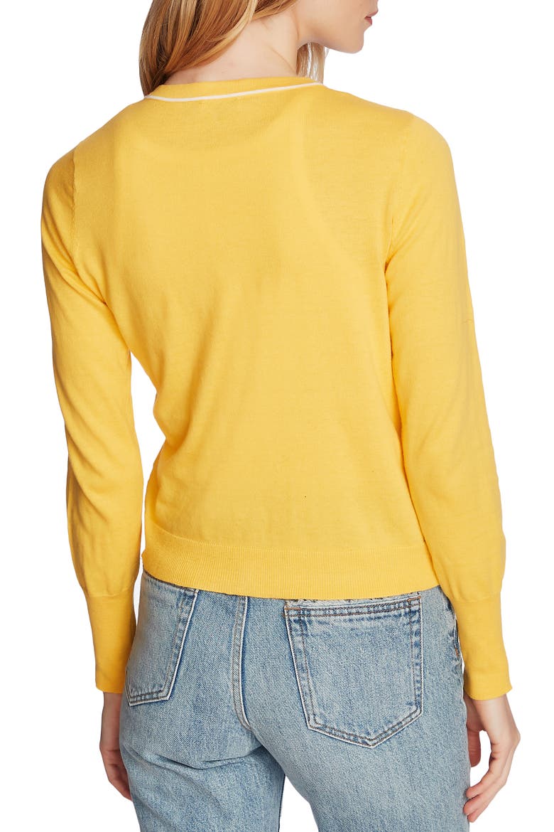 Light Luxe Tipped Cotton & Silk Cardigan, Alternate, color, CANARY GOLD