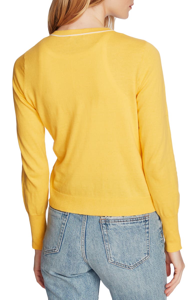 Court & Rowe Light Luxe Tipped Cotton & Silk Cardigan, Alternate, color, Canary Gold