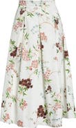 Erdem Chintz Floral Pleated Organic Cotton Poplin A-Line Midi Skirt
