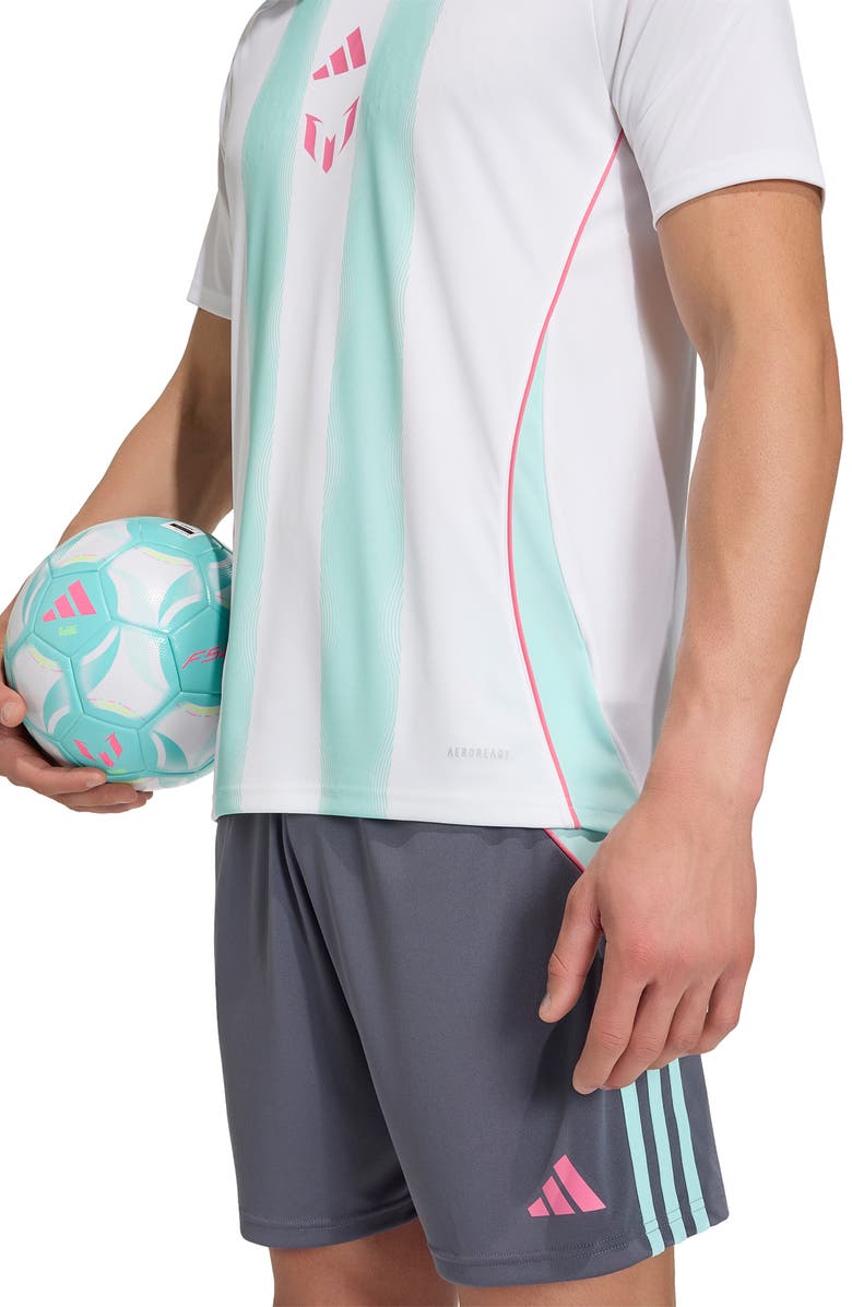 adidas Messi Performance Training Jersey, Alternate, color, White/ Semi Flash Aqua
