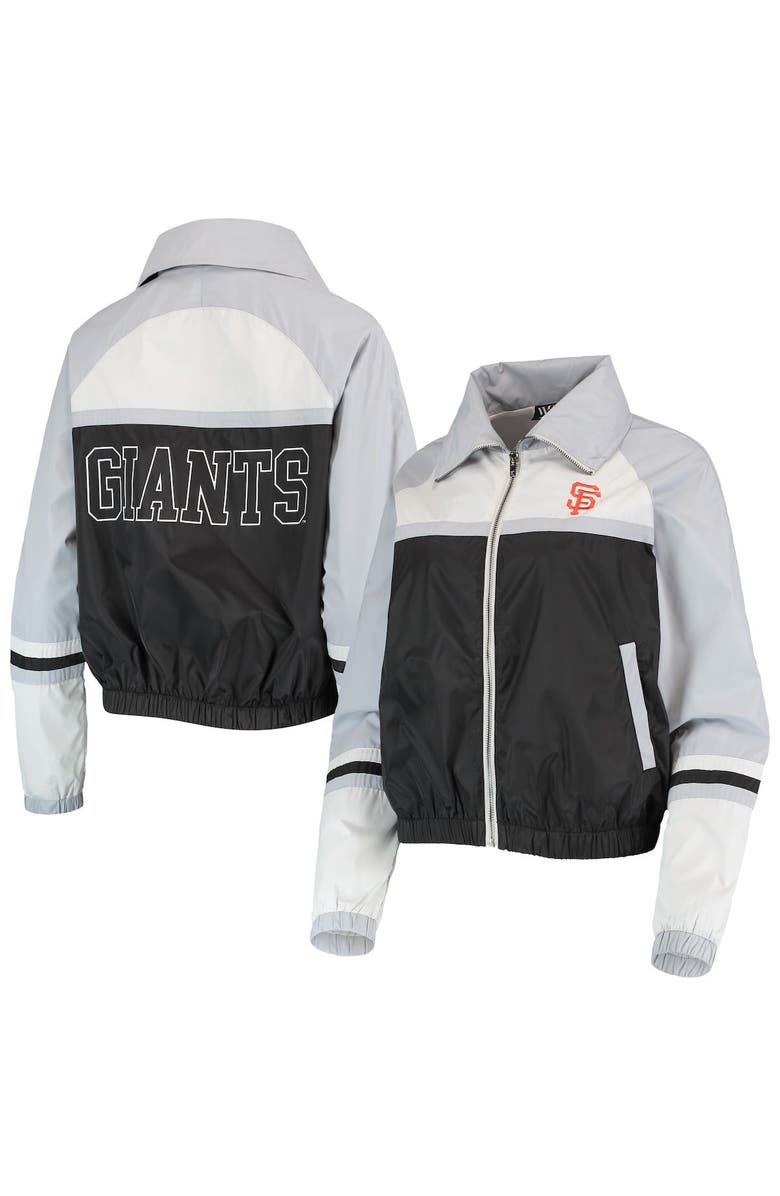THE WILD COLLECTIVE Women's The Wild Collective Black San Francisco Giants Colorblock Track Raglan Full-Zip Jacket, Main, color, 